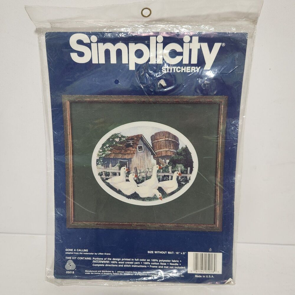 Vintage Simplicity Stitchery Embroidery Kit Gone A Calling Geese Country 05018
